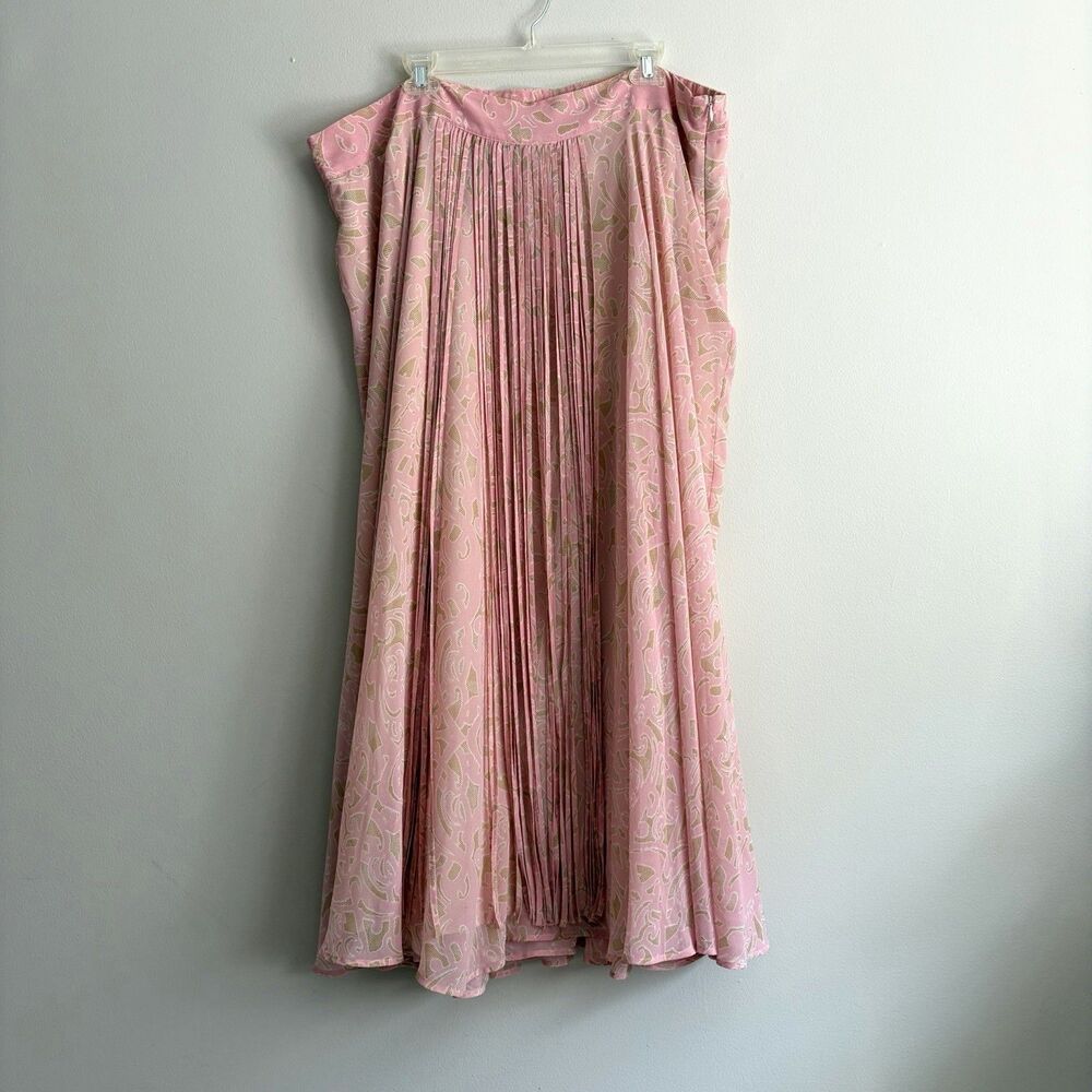 Soft Surroundings Pink Tan Fringe Front Long Maxi Skirt Size 3X Festival Boho